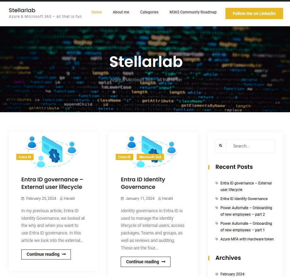 The old Stellarlab on WordPress
